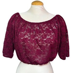 Garage Maroon Lace Crop Top - Women’s Medium